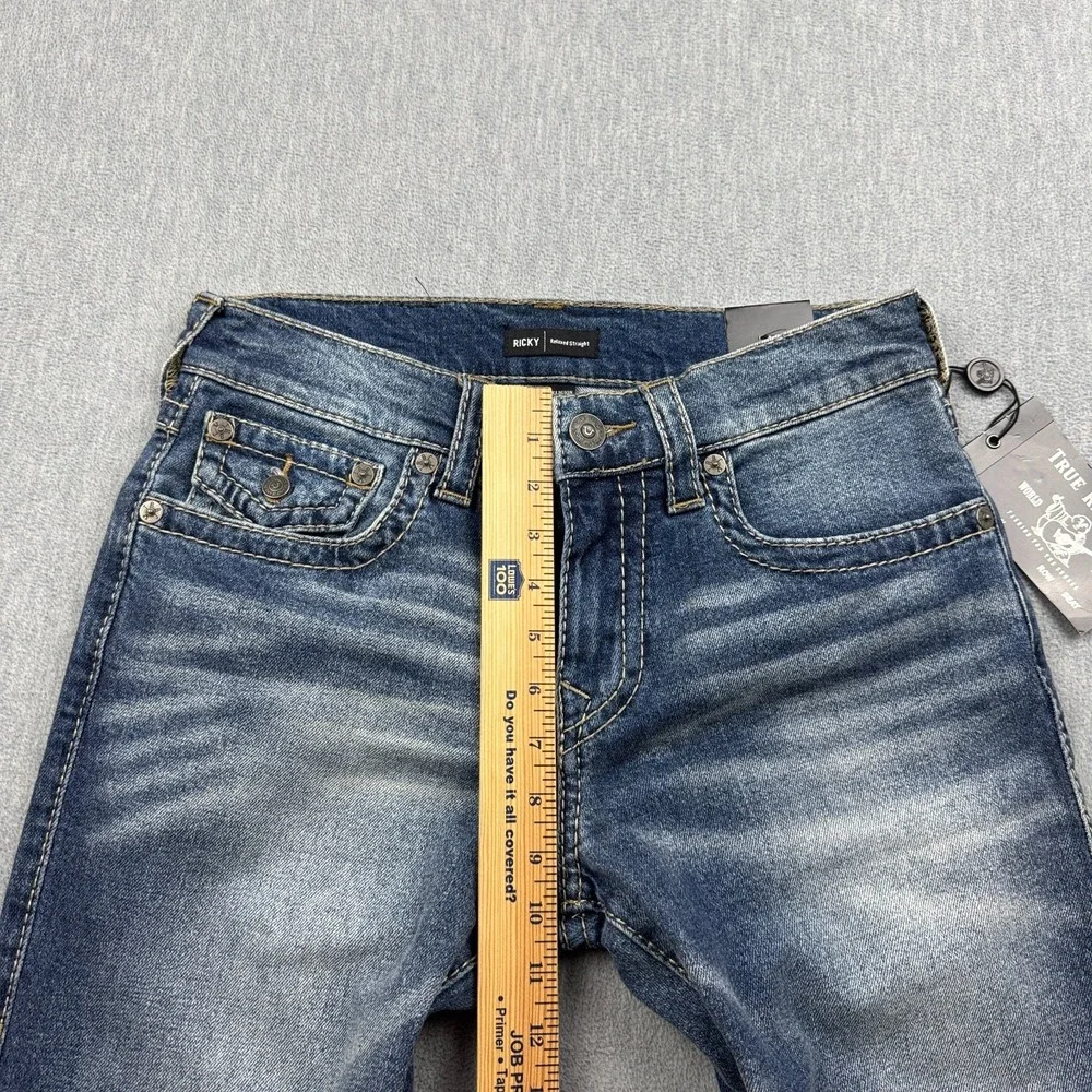 True Religion Jeans Mens 29X33 Blue Ricky Flap Big T Denim Relaxed Straight NWT